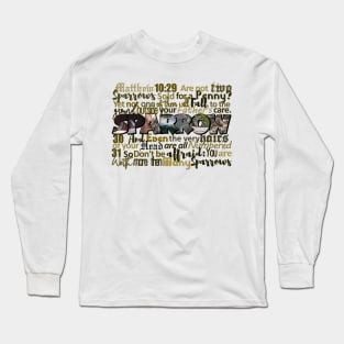 Matthew 10:29-31 Sparrow Big Letter Word Art Long Sleeve T-Shirt